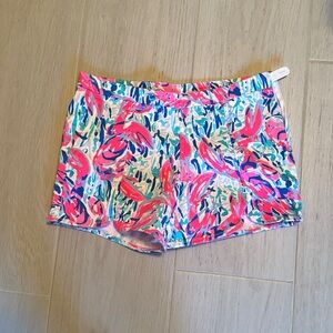 Lilly Pulitzer Hazelle Stretch Shorts, Cosmic Coral Cracked Up, Size 8, EUC
